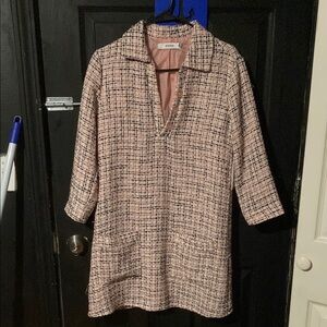 JustFab Pink and Black Long Sleeve Dress